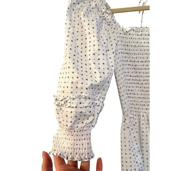 Hill House XXS The Nesli Nap Dress $178 Paisley Puff Sleeves Midi Cottagecore - Picture 6 of 16